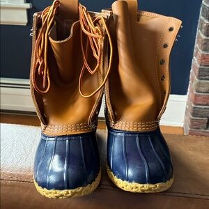 L.L. Bean Blue and Tan Winter Boots